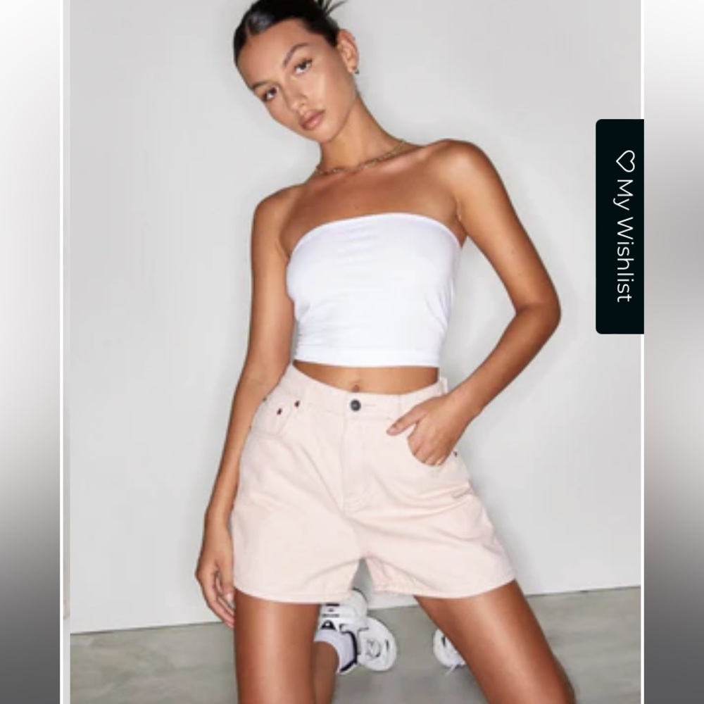 Motel Mom Denim Shorts In Blush